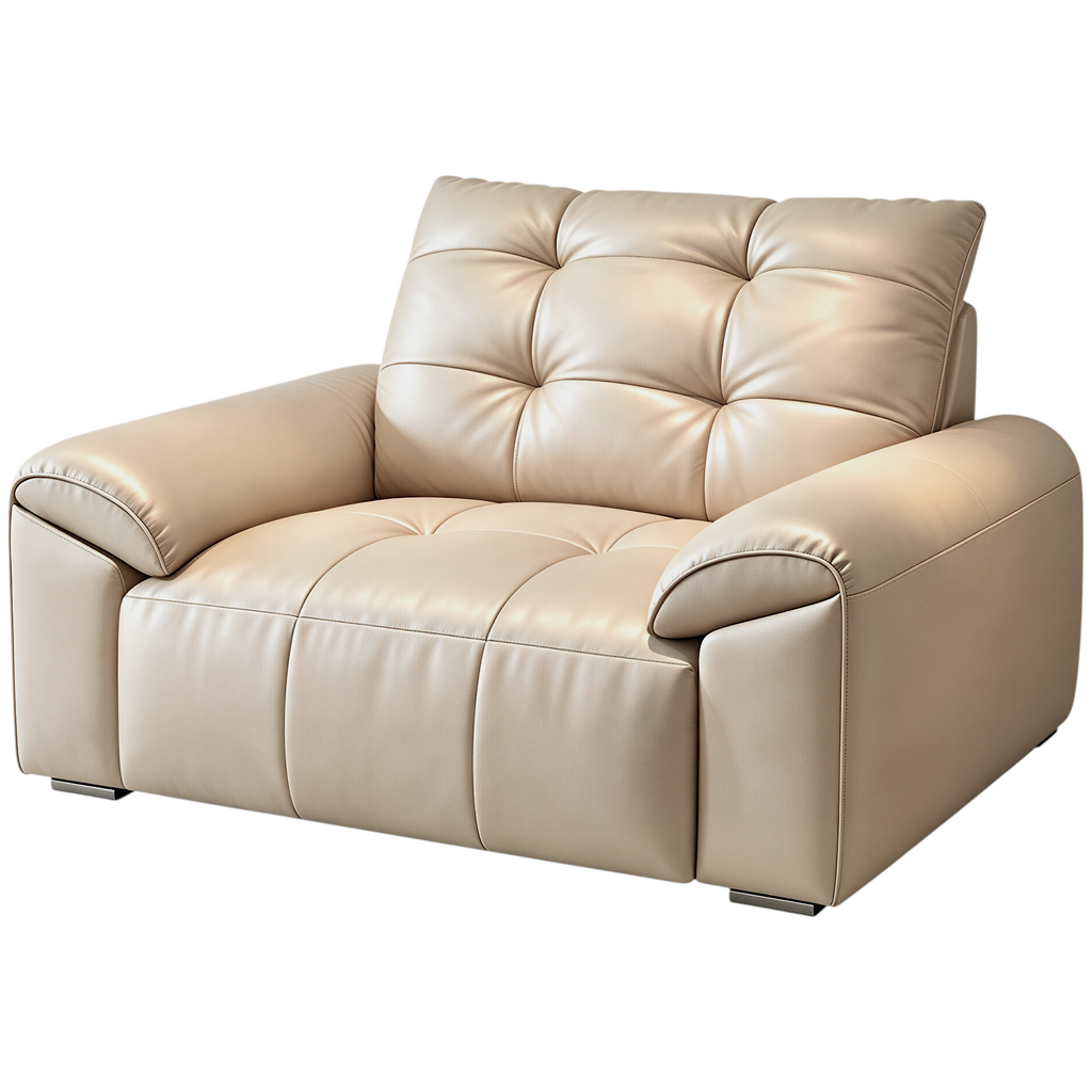 Minimalist Leather Sofa with Generous Seating and Sculpted Contemporary Form