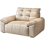 Minimalist Leather Sofa with Generous Seating and Sculpted Contemporary Form
