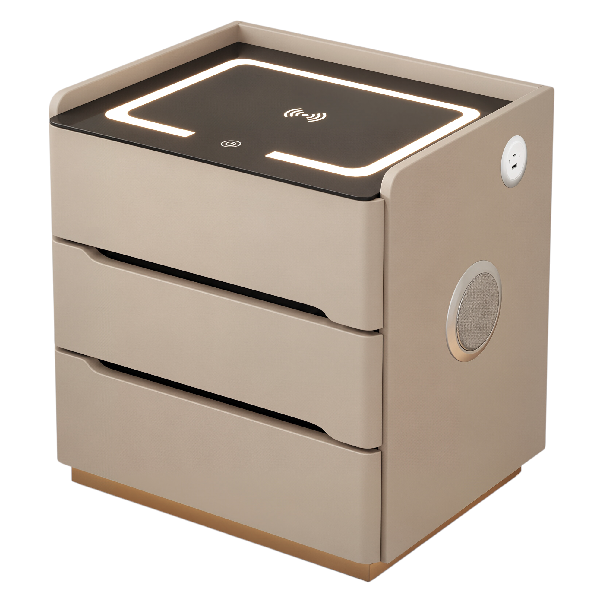 Smart Bedside Table with Wireless Charging and LED Light