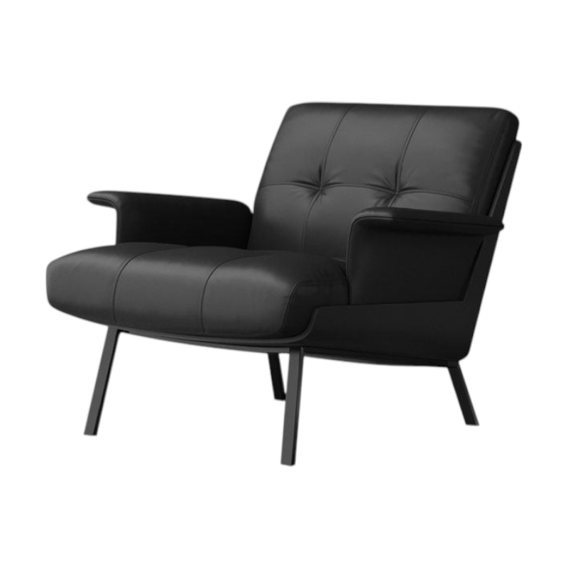 Modern Lounge Armchair with Upholstered Cushion and Solid Wood Frame for Reception Areas