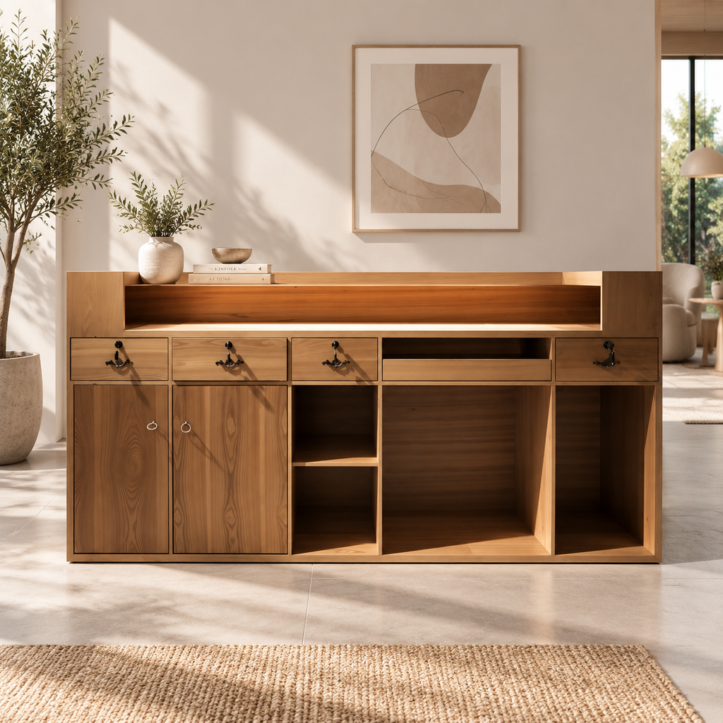 Linear Executive Reception Counter with Ambient Backlit Detailing