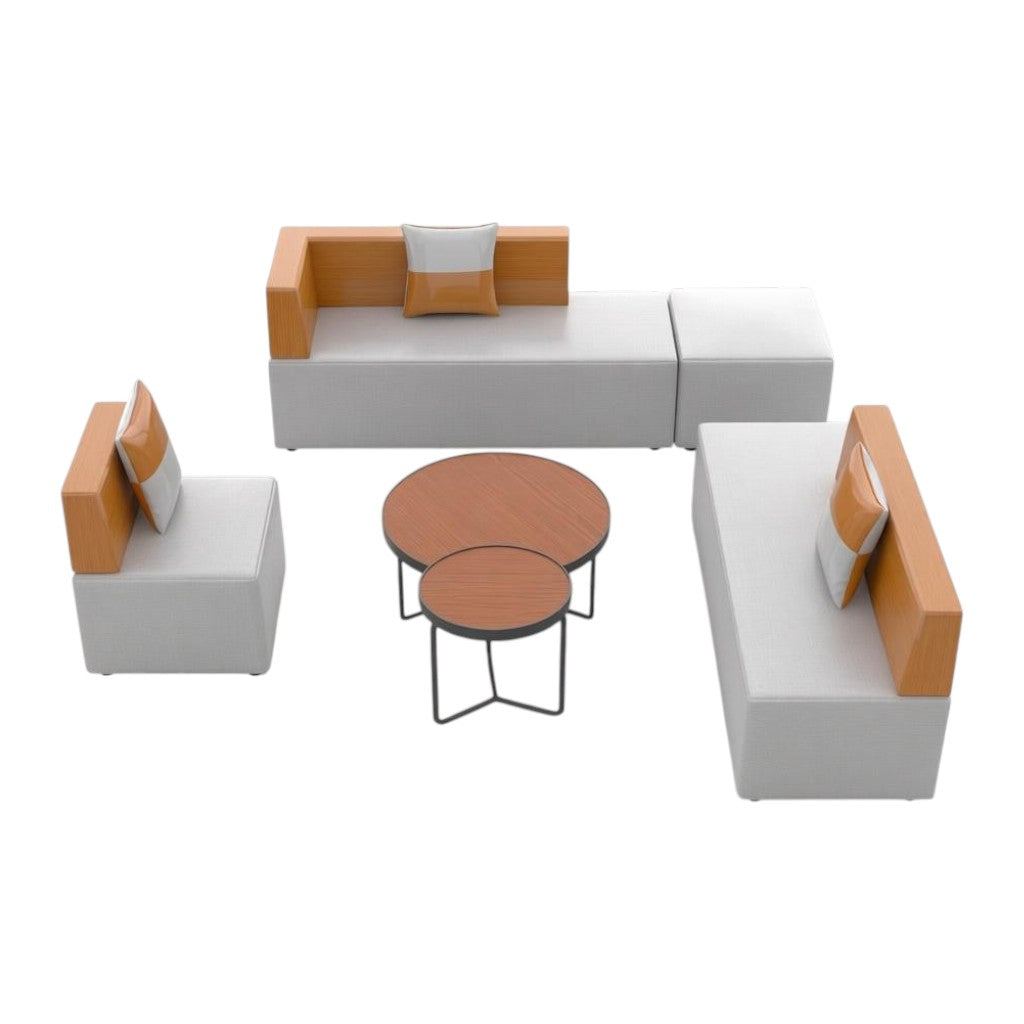 Modular Office Lounge Suite – Contemporary L-Shape Reception Seating with Round Coffee Table