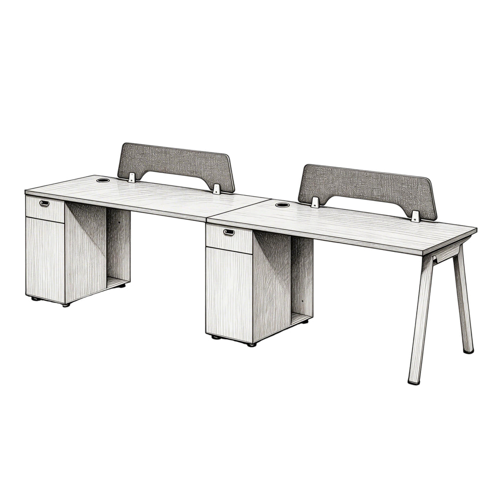 Minimalist Bench Workstation with Screen Panels