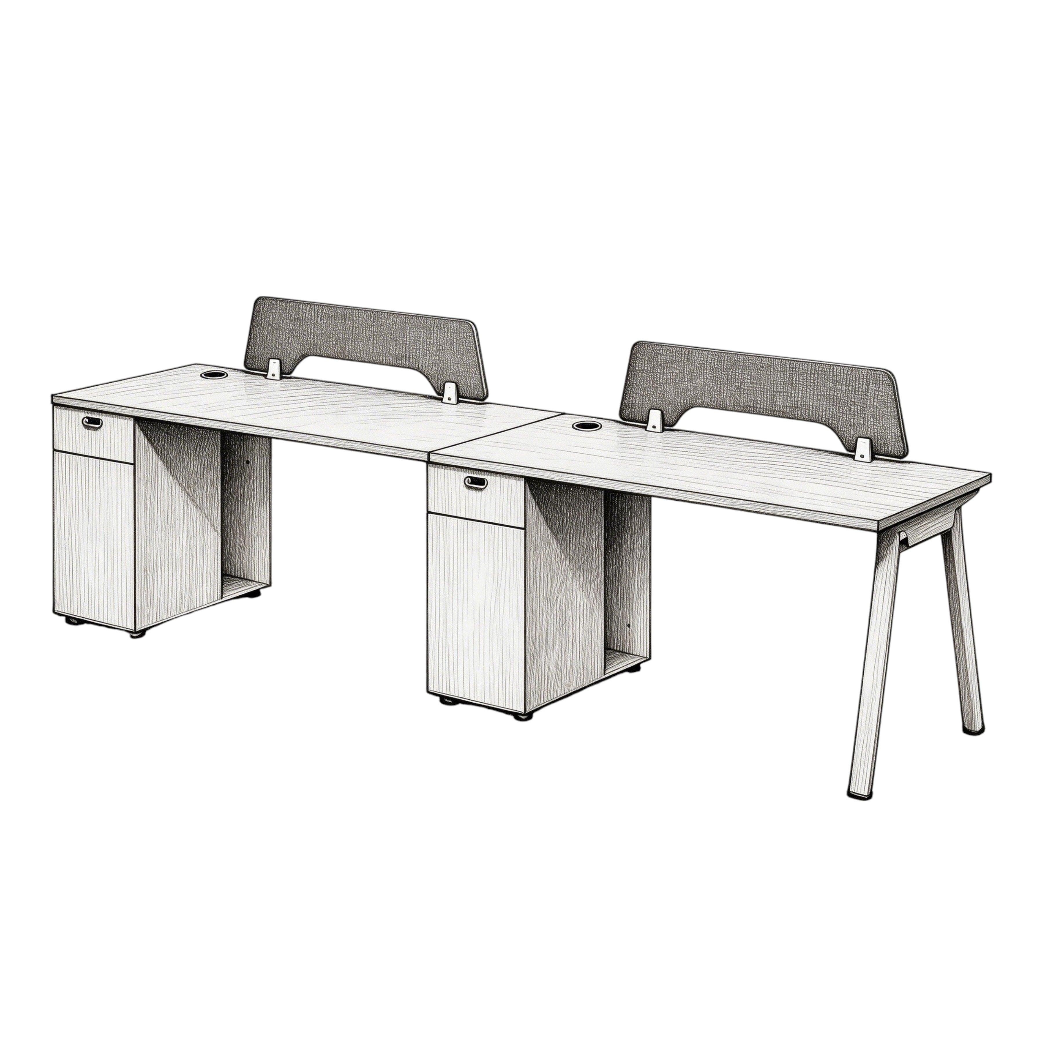 Minimalist Bench Workstation with Screen Panels