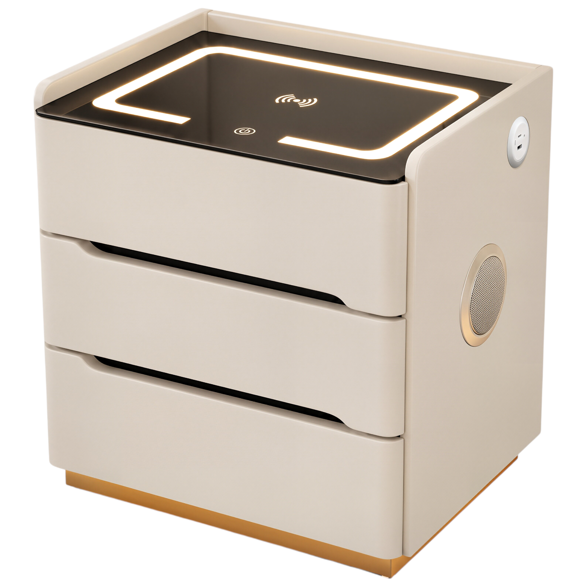 Smart Bedside Table with Wireless Charging and LED Light