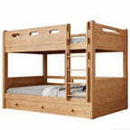 Space-Saving Timber Bunk Bed with Drawers and Stairs