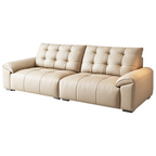 Minimalist Leather Sofa with Generous Seating and Sculpted Contemporary Form