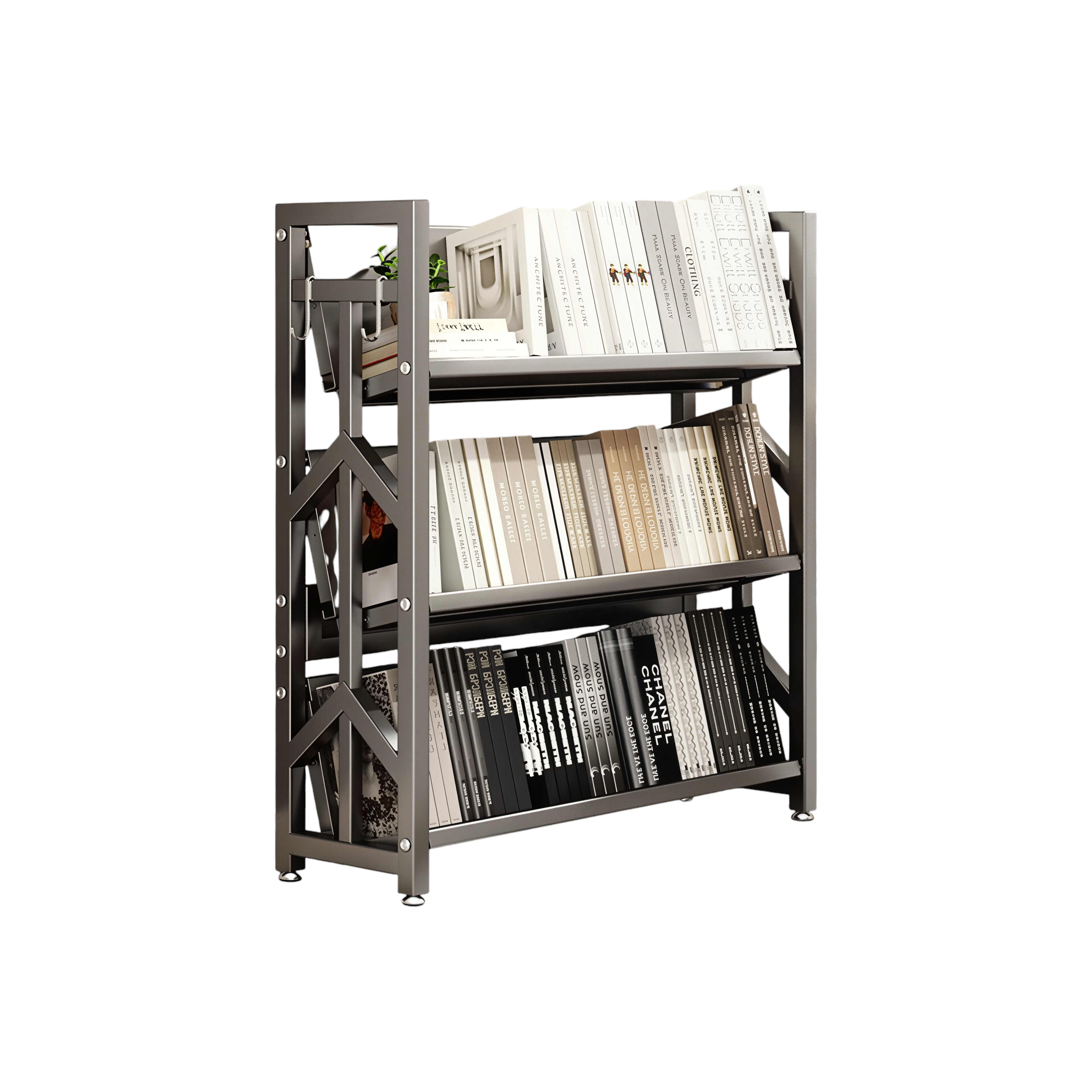 Adjustable Multi-Tier Bookcase With Slanted Shelves