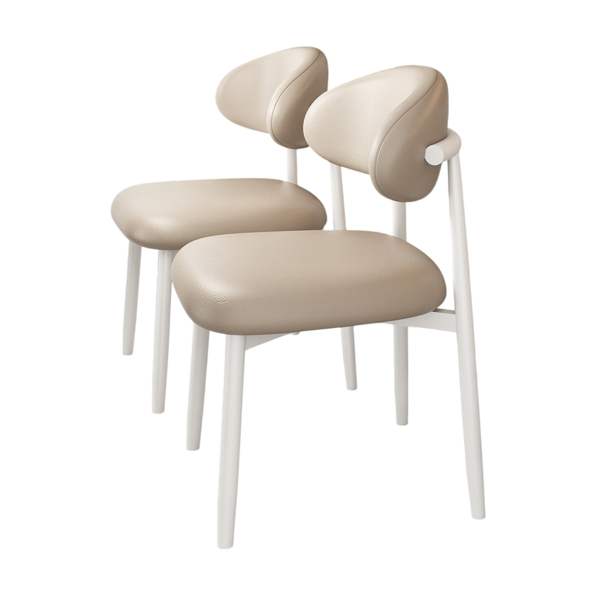 Modern Upholstered Home Chair With Curved Backrest And Steel Legs