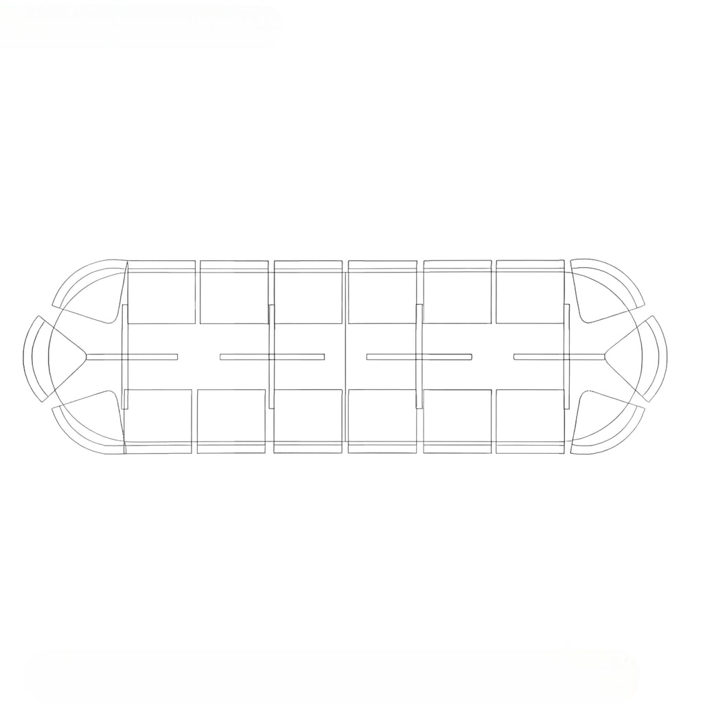 Conference table layout plan showing seating configuration for collaborative meeting spaces