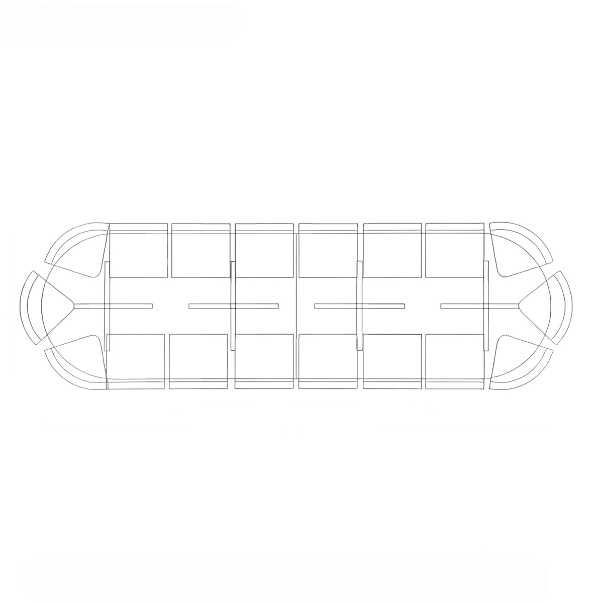 Conference table layout plan showing seating configuration for collaborative meeting spaces