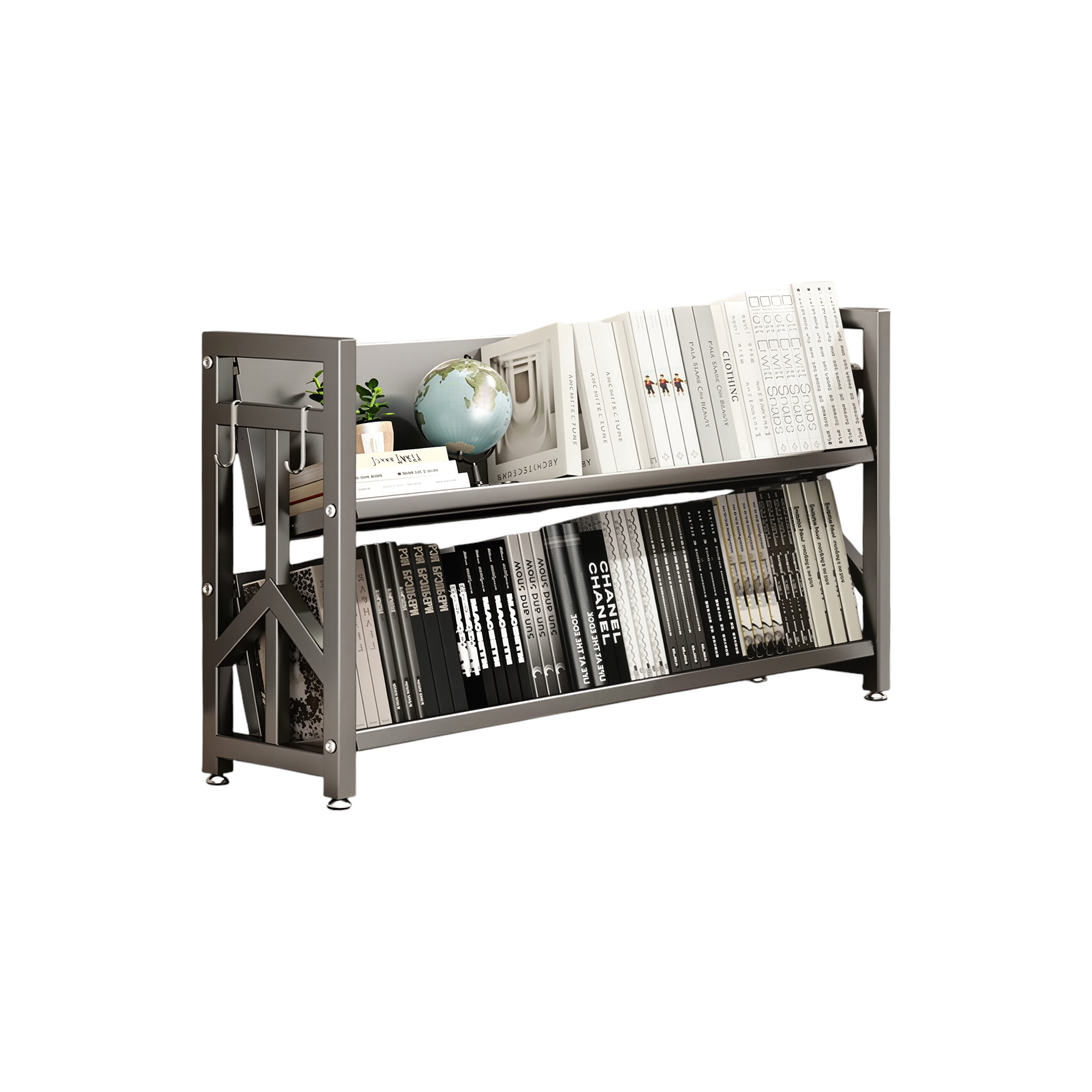 Adjustable Multi-Tier Bookcase With Slanted Shelves