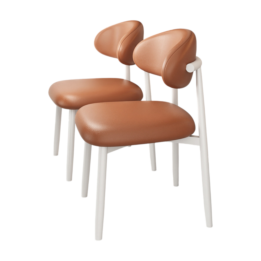 Modern Upholstered Home Chair With Curved Backrest And Steel Legs