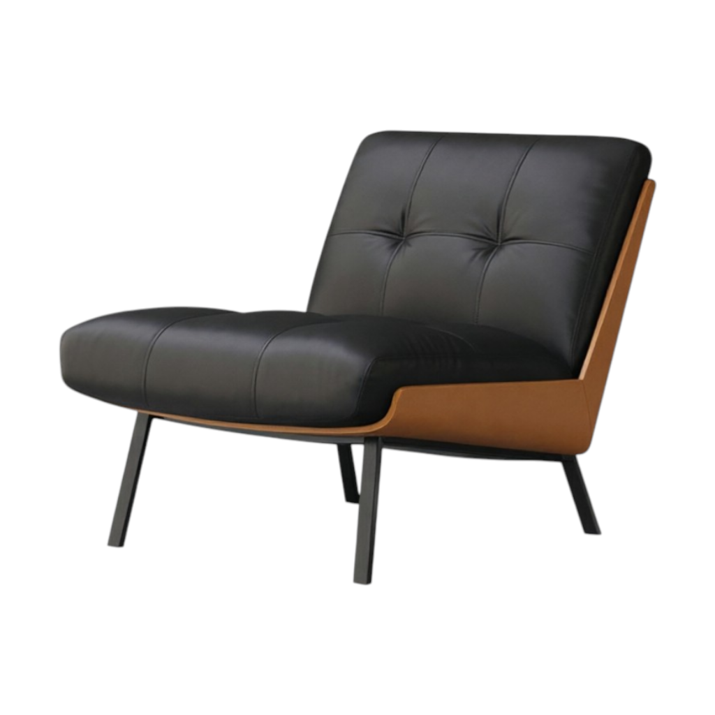 Modern Lounge Armchair with Upholstered Cushion and Solid Wood Frame for Reception Areas