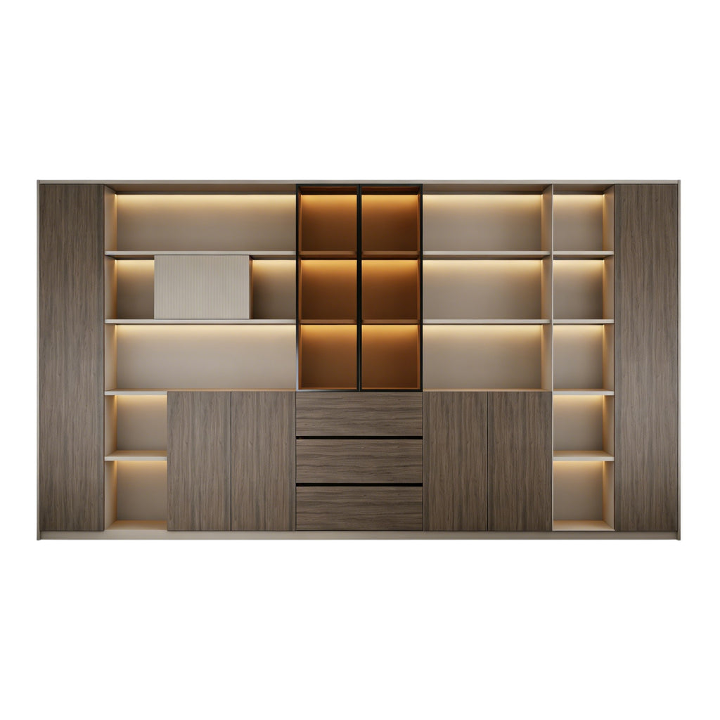 Premium Executive Storage Cabinet with Open Display Shelves