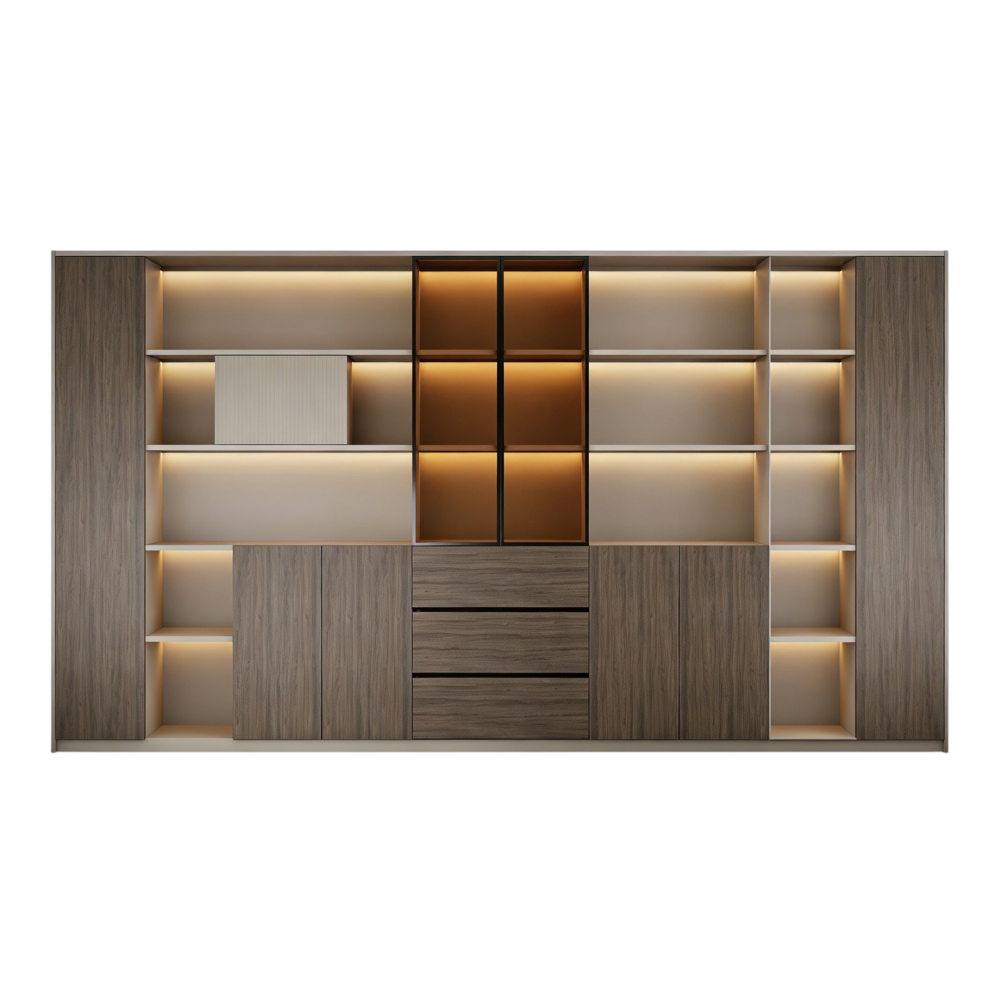 Premium Executive Storage Cabinet with Open Display Shelves