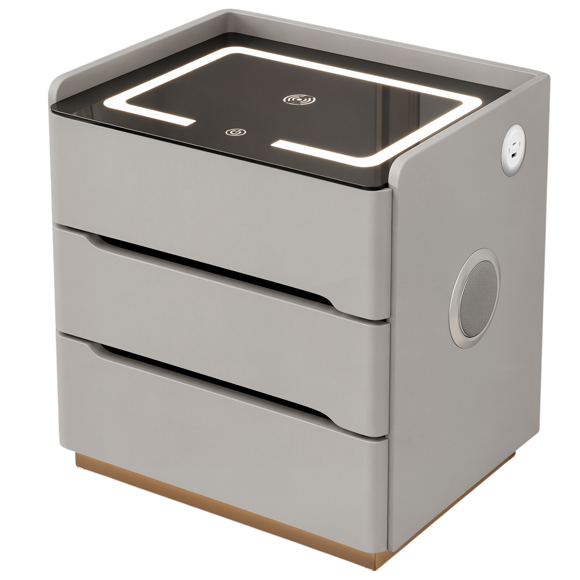 Smart Bedside Table with Wireless Charging and LED Light