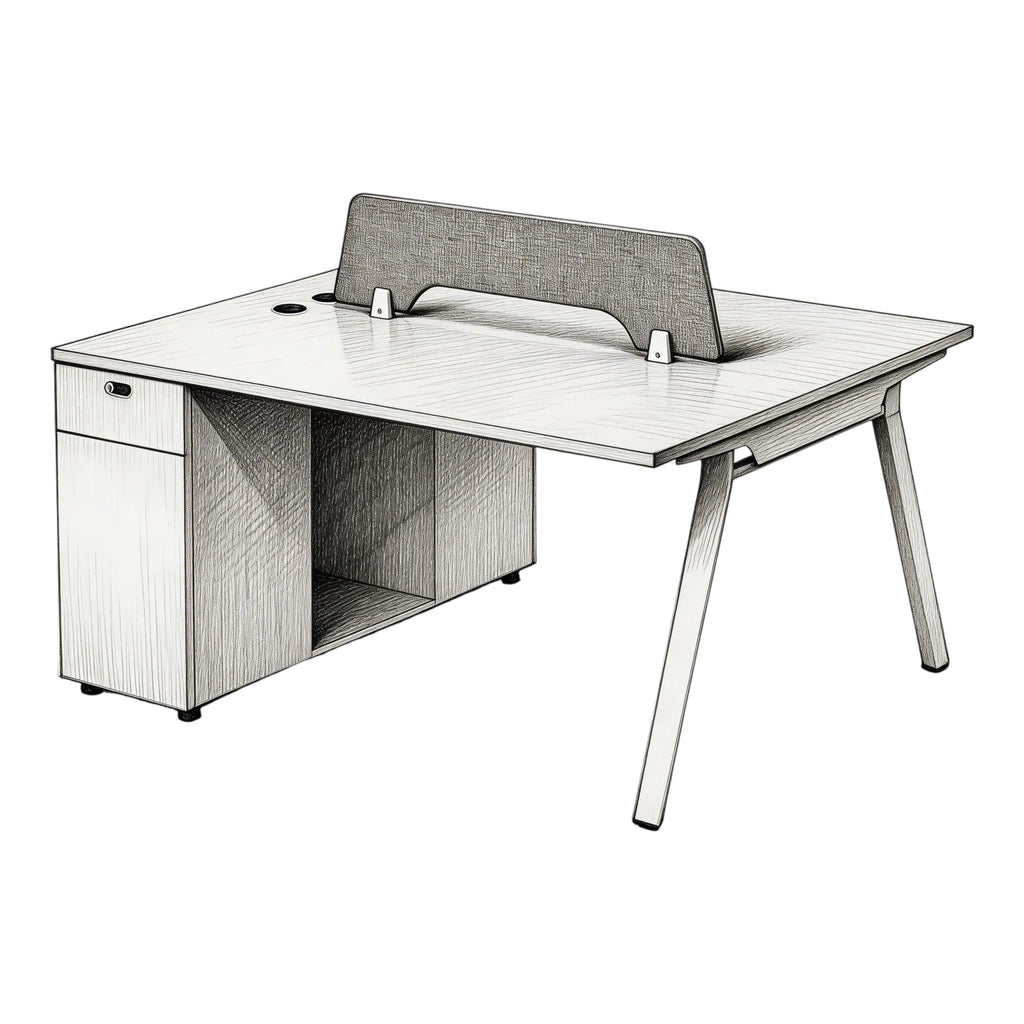 Minimalist Bench Workstation with Screen Panels