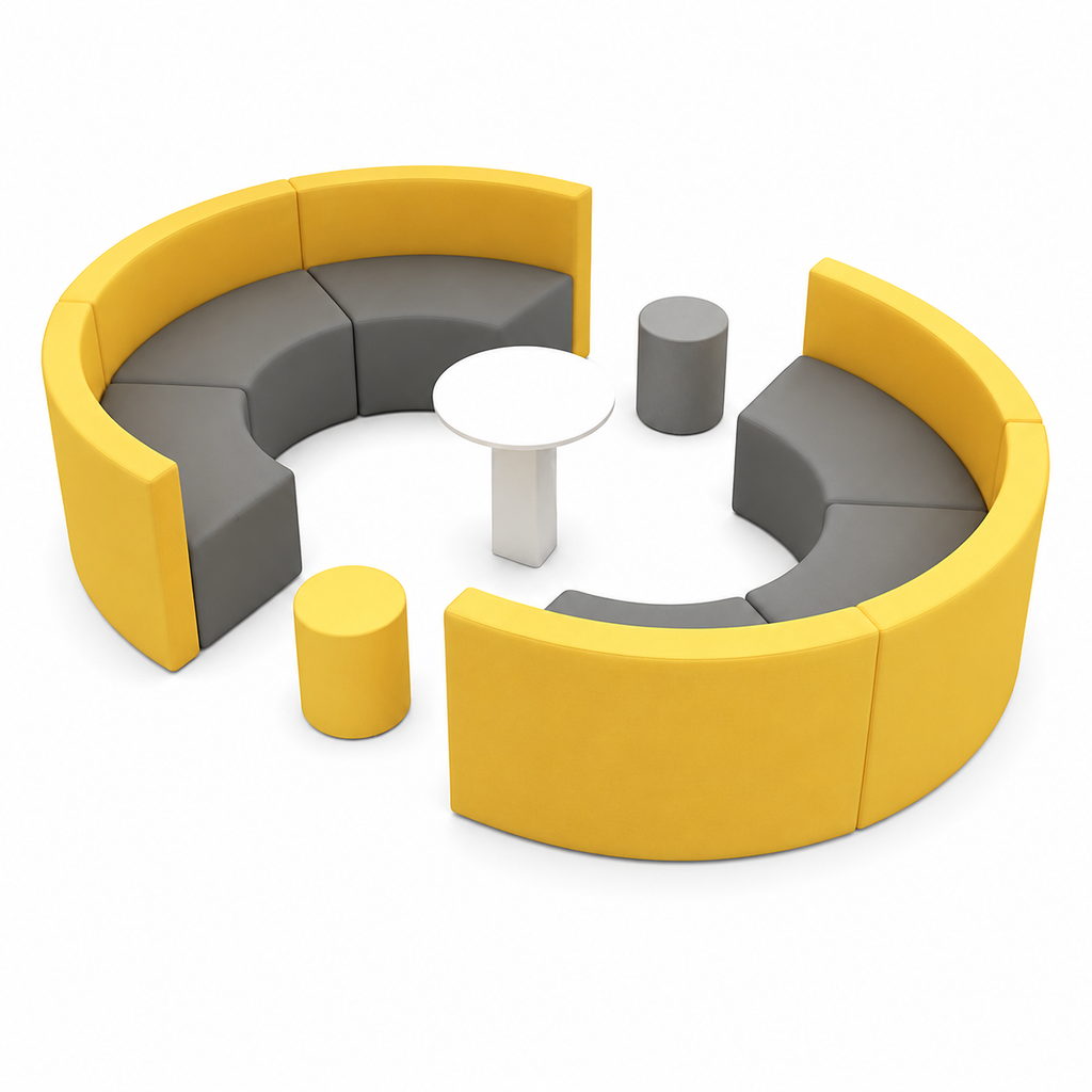 Agile Curved Modular Lounge Suite for Collaborative Breakout Areas and Modern Reception Spaces