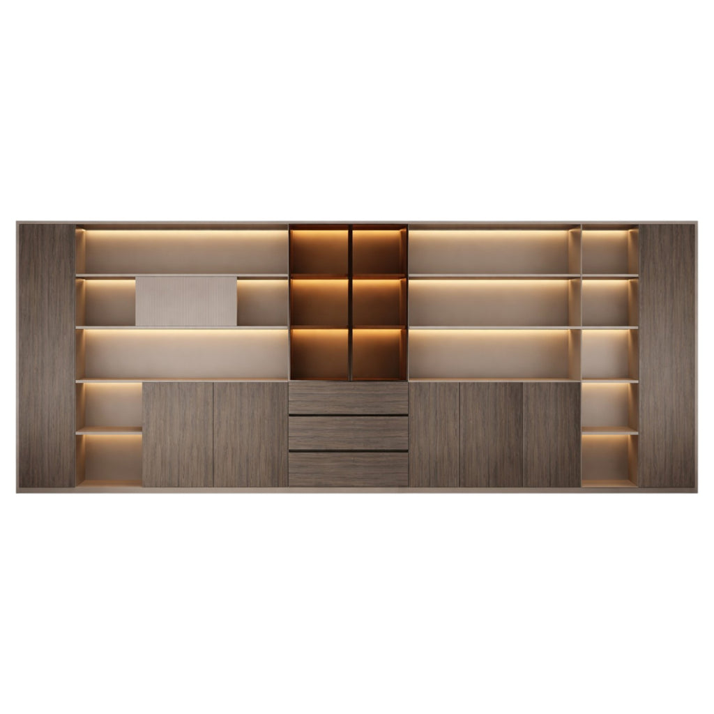 Premium Executive Storage Cabinet with Open Display Shelves