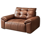 Minimalist Leather Sofa with Generous Seating and Sculpted Contemporary Form