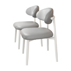 Modern Upholstered Home Chair With Curved Backrest And Steel Legs