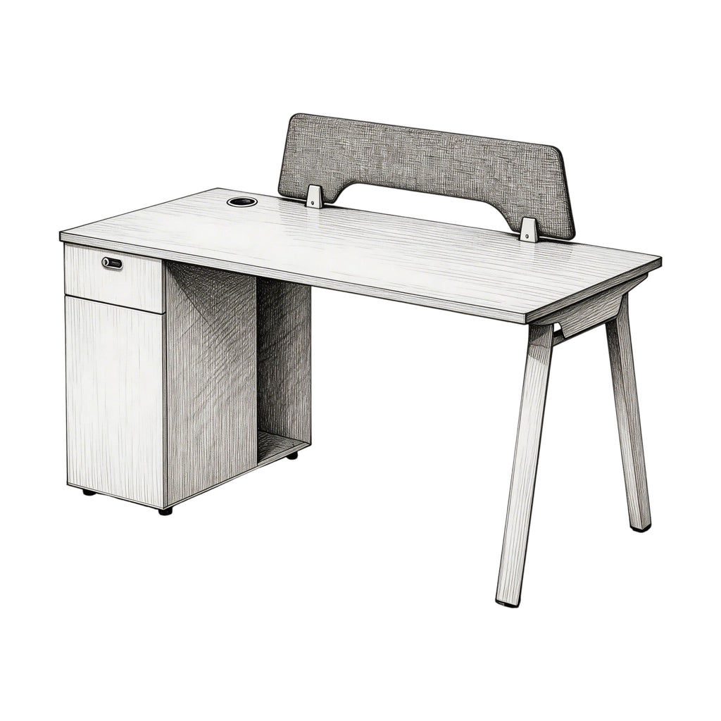 Minimalist Bench Workstation with Screen Panels