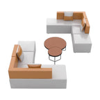 Modular Office Lounge Suite – Contemporary L-Shape Reception Seating with Round Coffee Table