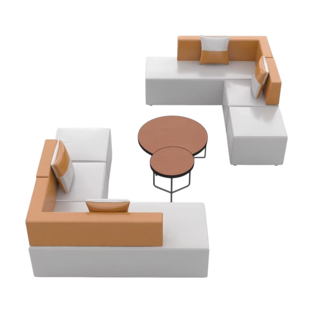 Modular Office Lounge Suite – Contemporary L-Shape Reception Seating with Round Coffee Table