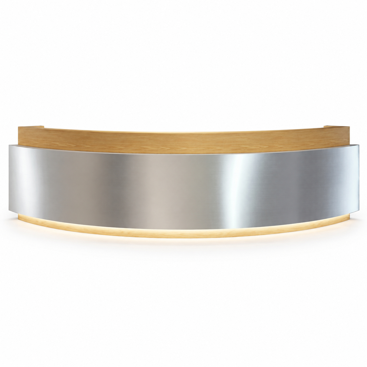 Contemporary Curved Reception Desk with Stainless Steel, LED and Custom Logo