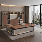 Luxurious L-Shaped Executive Desk with Integrated Wireless Charging Hub and LED Ambient Lighting
