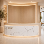 Premium Curved Reception Counter with Integrated LED Lighting