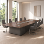 Modern Rounded-Corner Boardroom Table with Concealed Storage