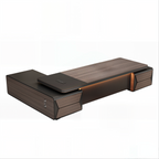 Luxury Executive Office Desk with LED Feature Panel and Integrated Power Hub