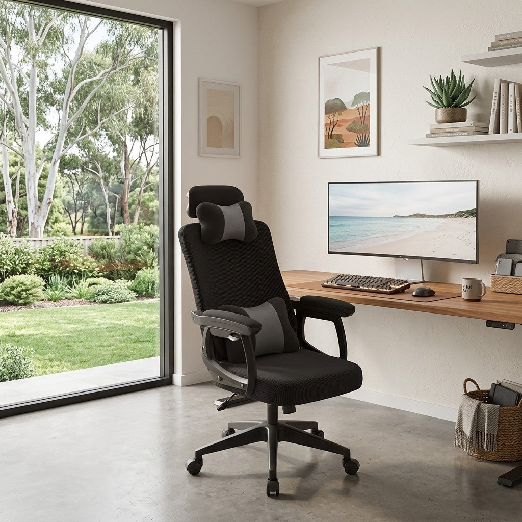 Ergonomic Mesh Office Chair with Adjustable Headrest and Lumbar Support