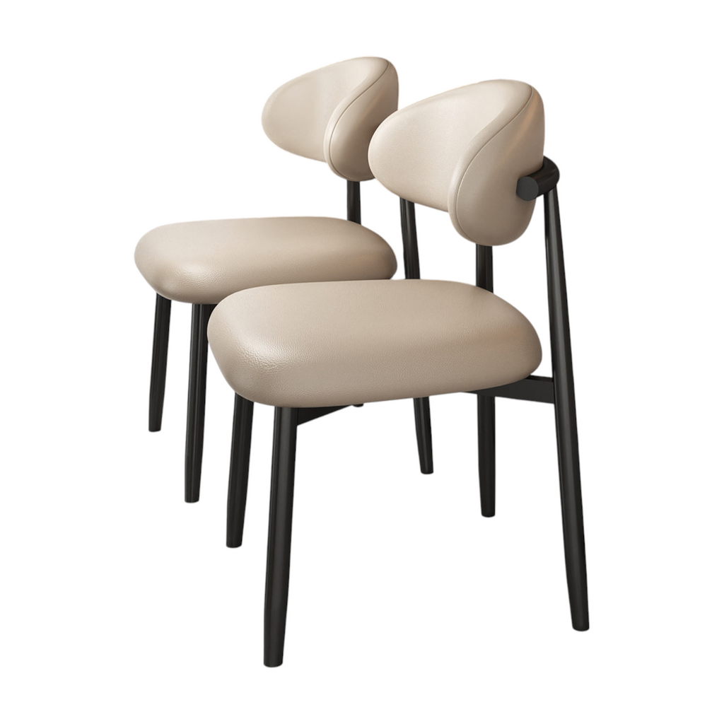 Modern Upholstered Home Chair With Curved Backrest And Steel Legs
