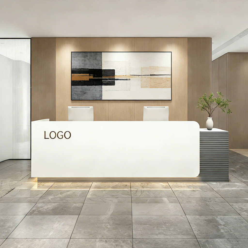 Straight Reception Counter with Storage Return and Worktop