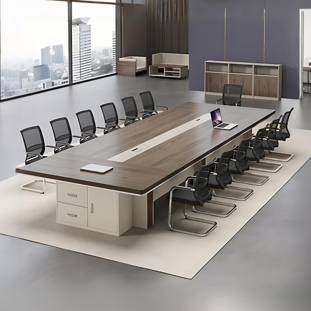 Long Rectangular Boardroom Table for Open Office Spaces