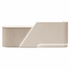 Modern Curved Reception Desk with Fluted Front and LED Base