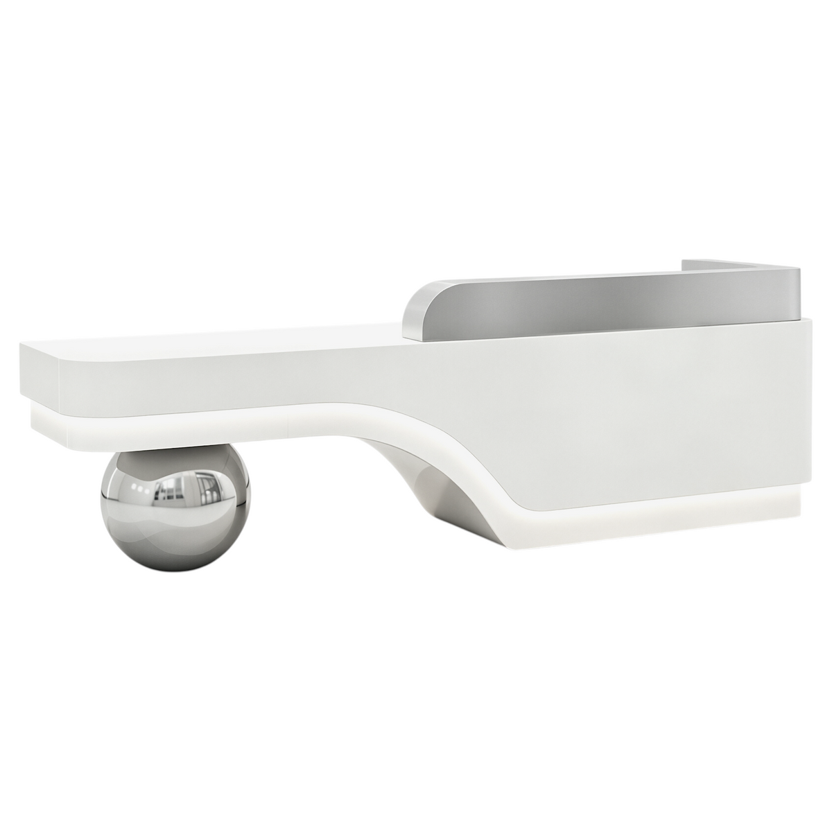 Modern Sculptural Reception Counter with Stainless Steel Base