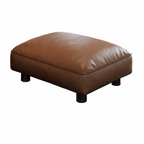 Modern Leather Sofa with Feather-Filled Cushions
