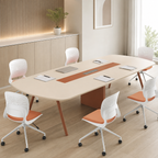 Modern Meeting Table with Integrated Power Outlet and Aluminium Legs