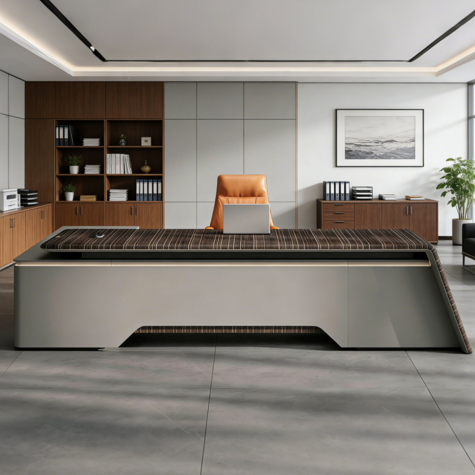 Minimalist Executive Desk with Floating Edge Detail