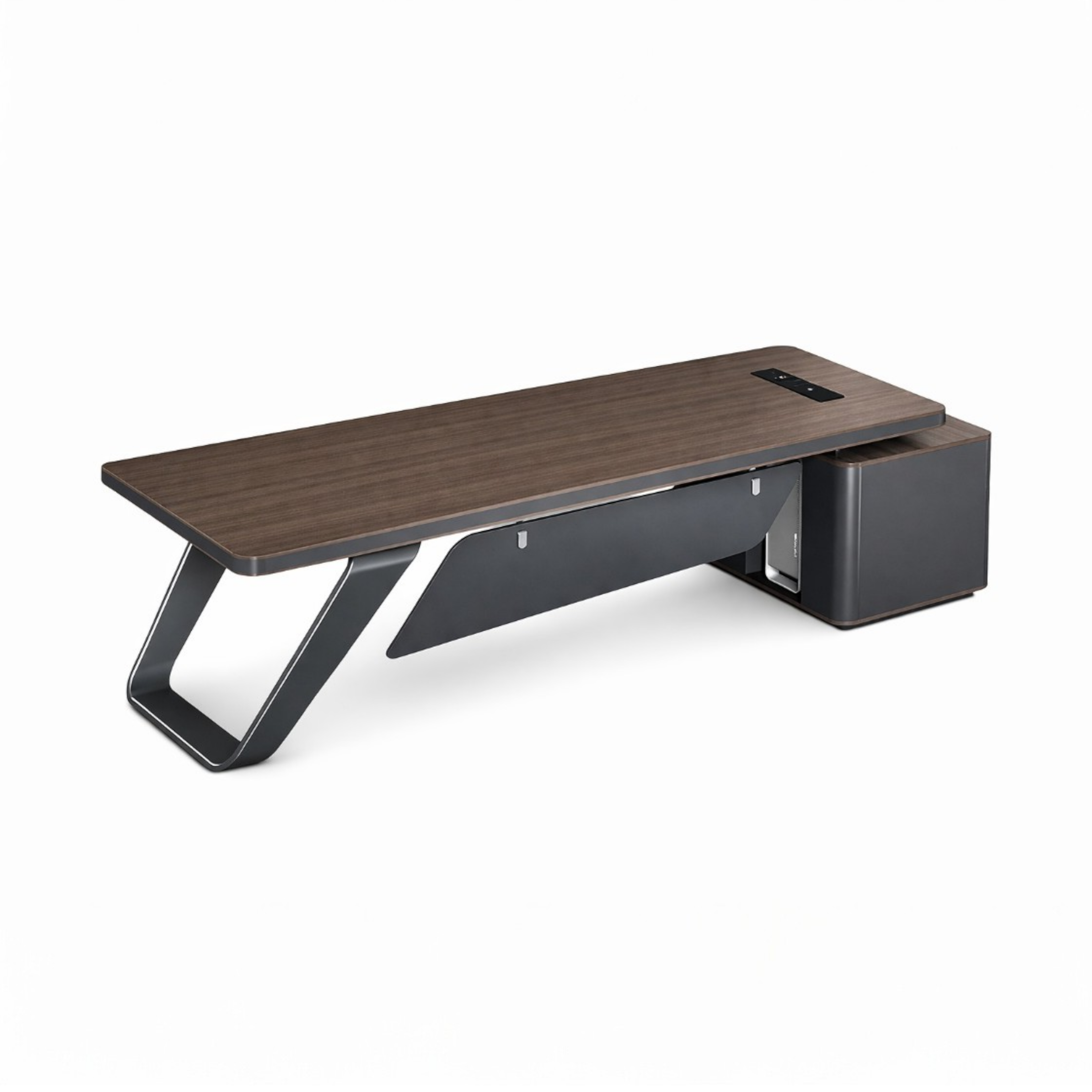 Premium Modern Executive Desk with Walnut Grain and Dual Colour Accents
