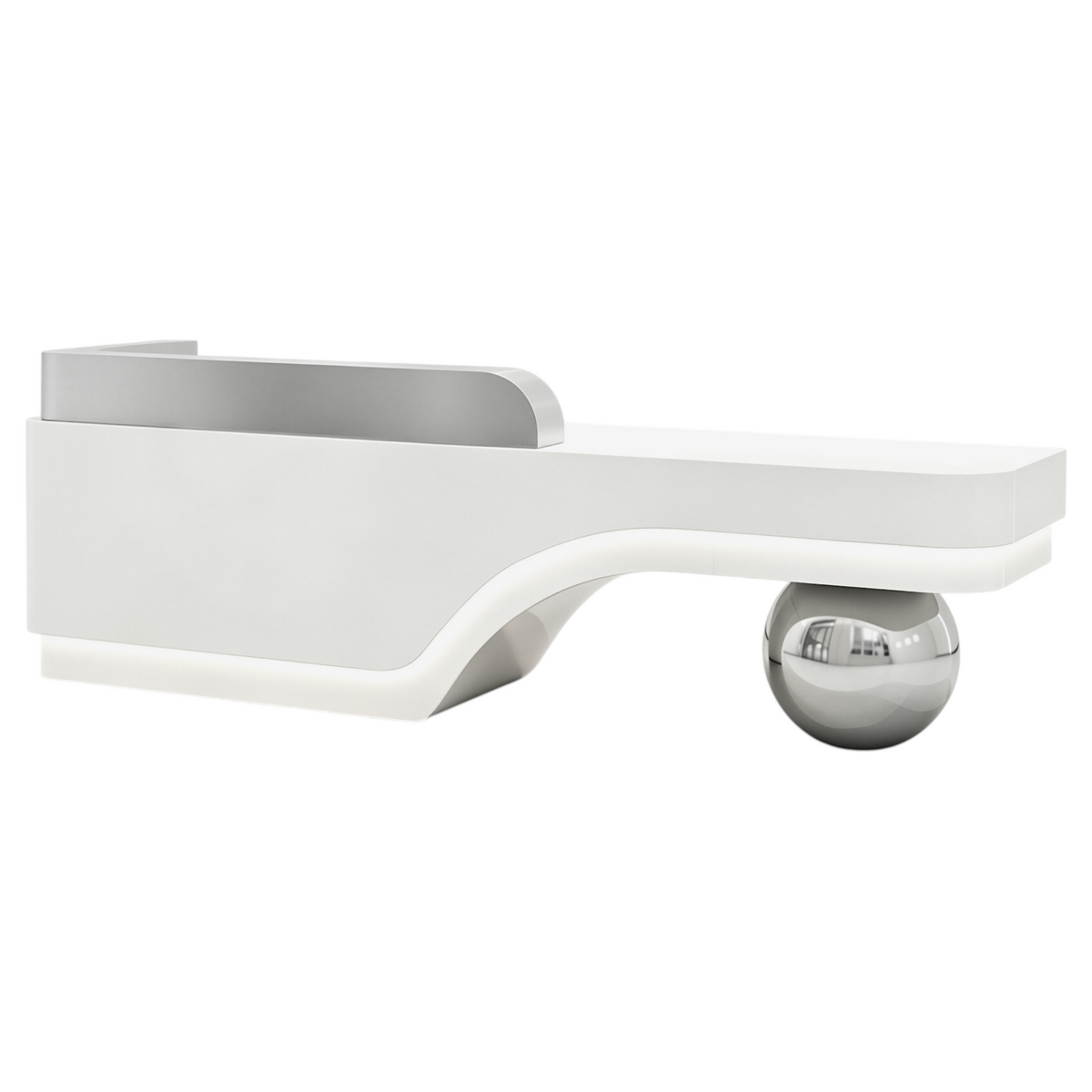 Modern Sculptural Reception Counter with Stainless Steel Base