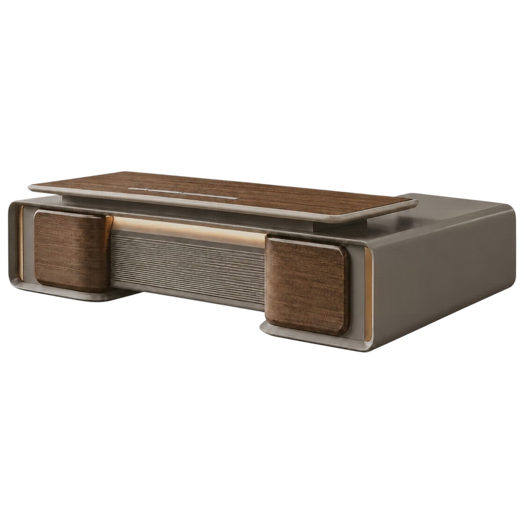 Premium Walnut L-Shaped Executive Desk