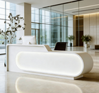 Modern LED Lit Office Reception Desk Eco Friendly E1 Grade with Lockable Storage