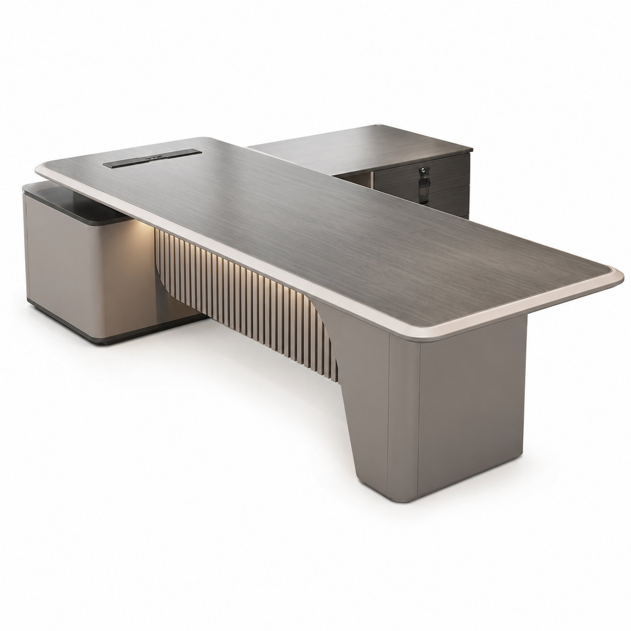Modern Executive Desk with Return Storage for Professional Office Suites