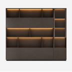 Executive Storage Wall Unit with LED Shelving and Wardrobe