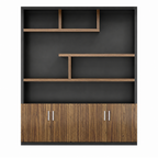 Modern Executive Storage Wall Cabinet with Open Shelving